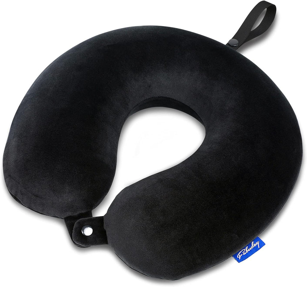 Fabuday Memory Foam Travel Pillows for Airplanes - Neck Pillow for Traveling with Attachable Snap Strap Soft Washable Cover, Flight Pillow…