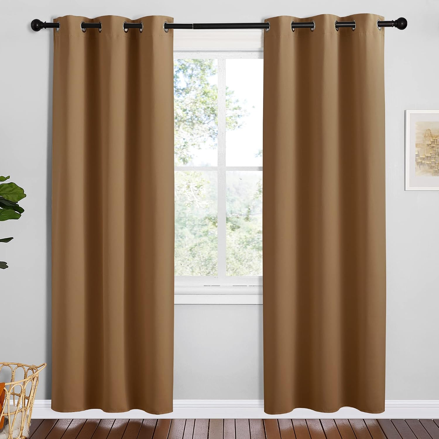 NICETOWN Sleek Blackout Curtains 78 inches Length for Small Windows, 2 Panels, Gold Brown, W42 x L78 -Inch, Noise Reducing and Block…