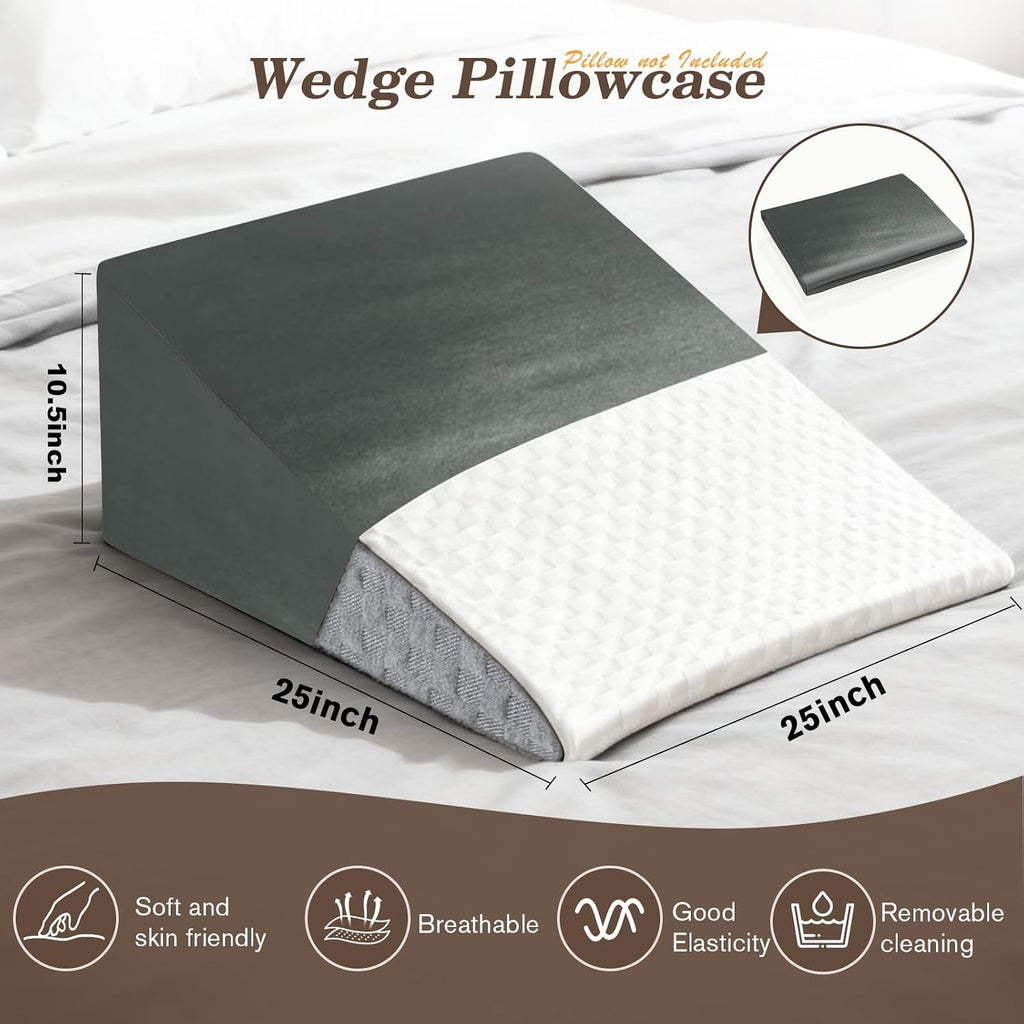 Wedge Pillow Case Cover for Style Protection, Thickened Satin Fabric Soft & Skin-Friendly, Wedge Pillow Cover with Zipper for Easy…