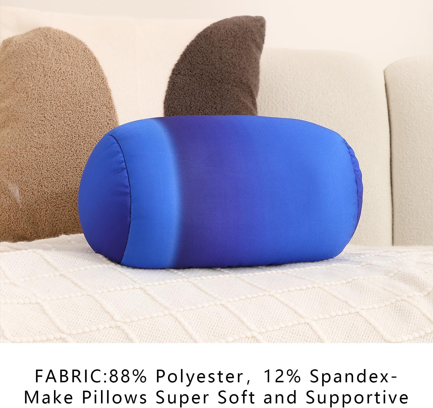 Squish Bean Bed Microbead Pillow Bolster Tube Body Pillow Smooth Cool Touch Fabric Neck & Back Support Throw Travel Pillow Fun Colors…