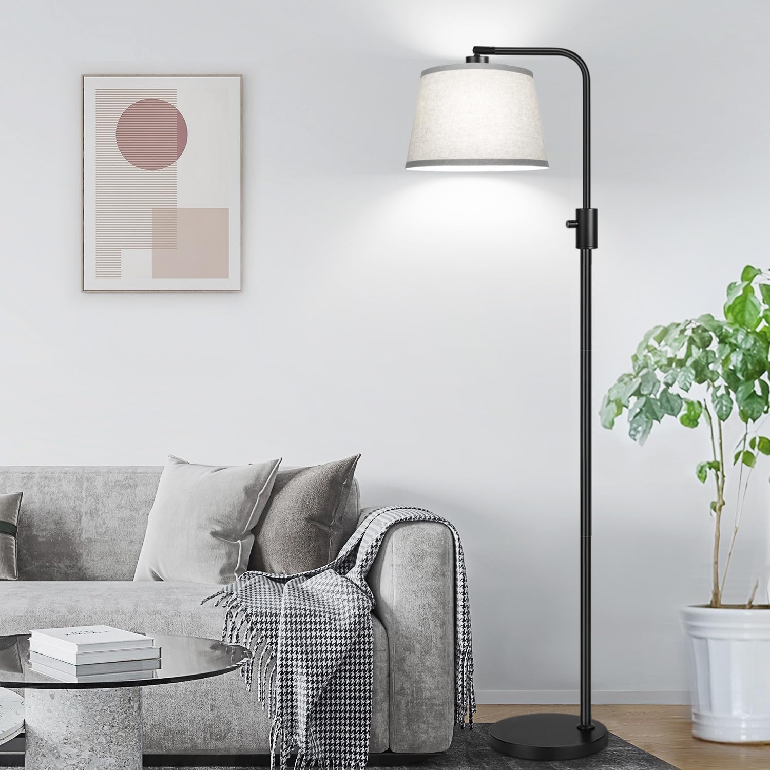 Upgraded】 Dimmable Floor Lamp, 1000 Lumens LED Edison Bulb Included, Arc Floor Lamps for Living Room Modern Standing Lamp with Gray…