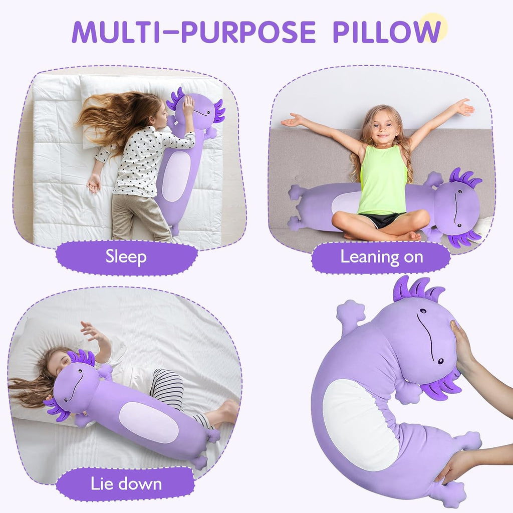 Dalmao 22 inch Cute Giant Purple Axolotl Plush Soft Body Pillow, Large Squishy Plushies Axolotl Stuffed Animals Toy, Gifts for Kids Boys Gi…