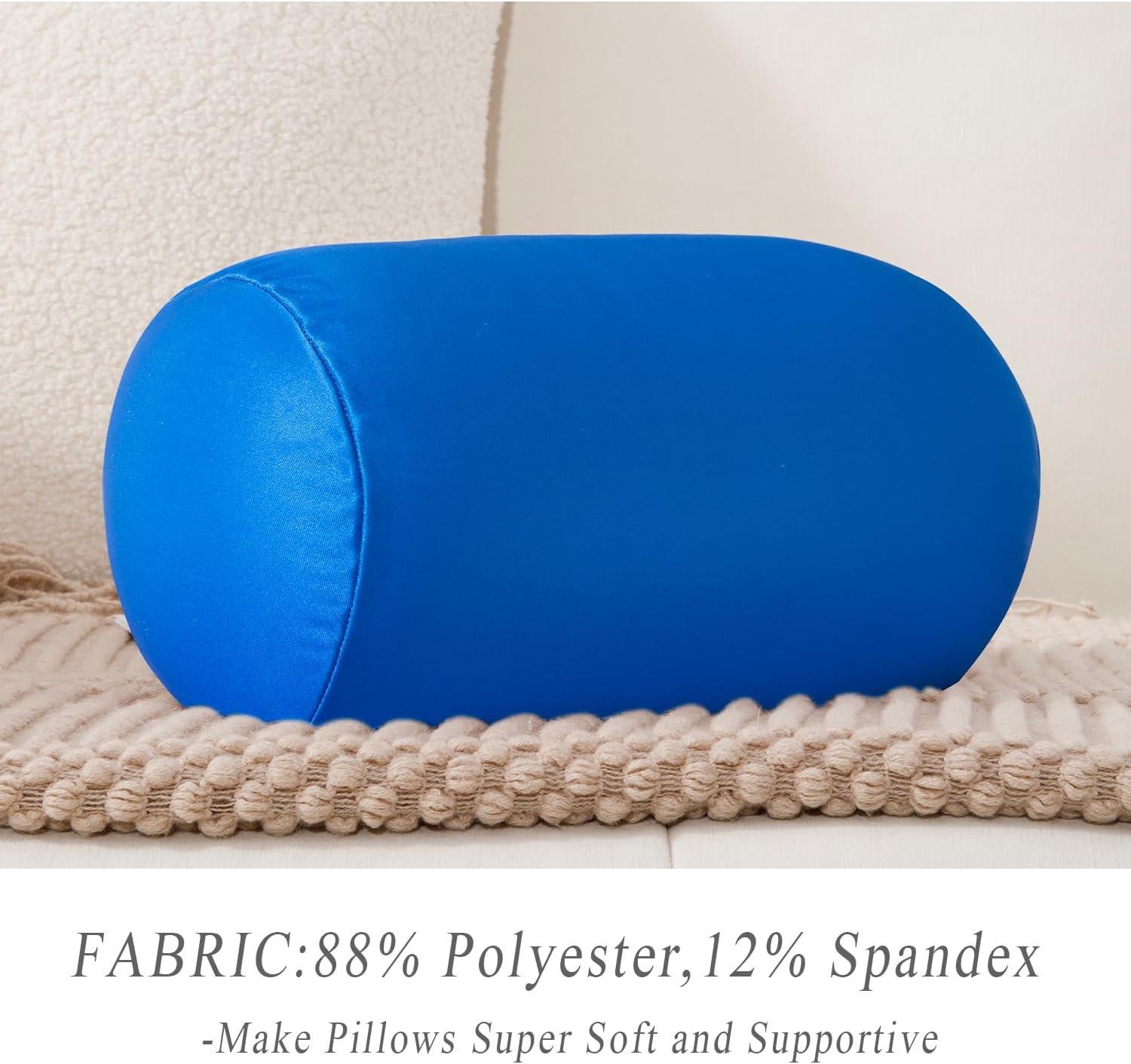 Microbead Neck Body Pillow Tube Microbead Bolster Bean Smooth Cool Pillow Neck Cervical Roll Pillow for Sleeping 7 x 12Inch Throw Travel…