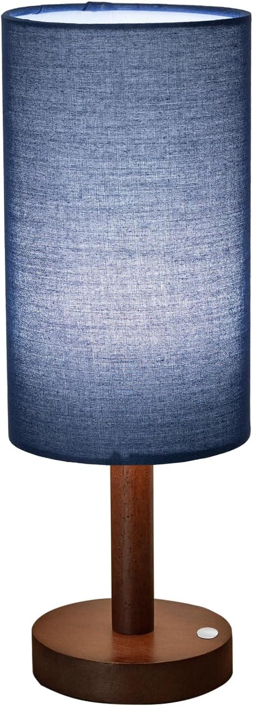 LALISU Small Table Lamp Nightstand Lamp Linen Lampshade Bedroom Wood Base Small Bedside Lamp for Night Stands, Desk Lamps for Reading…