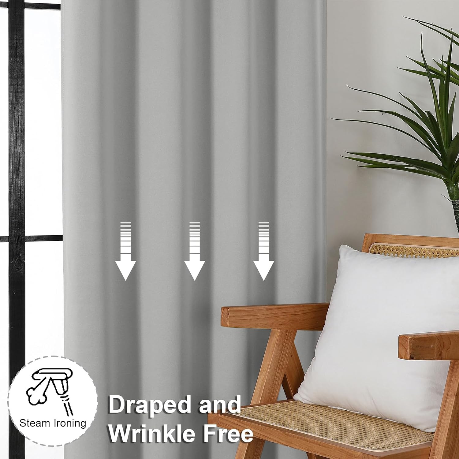 Simplebrand Ava Silver Grey Blackout Curtains for Bedroom 90 Inches Long 2 Panels Set, Solid Privacy Energy Saving Living Room Window …