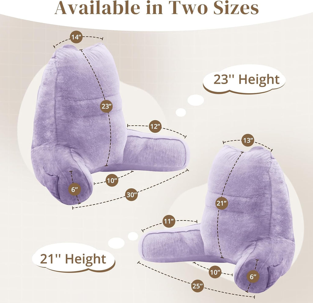 Sasttie Reading Pillow, Pillows for Reading or Relaxing – Ergonomic Support for Head, Neck, Back, and Lumbar, 23-Inch, Lavender