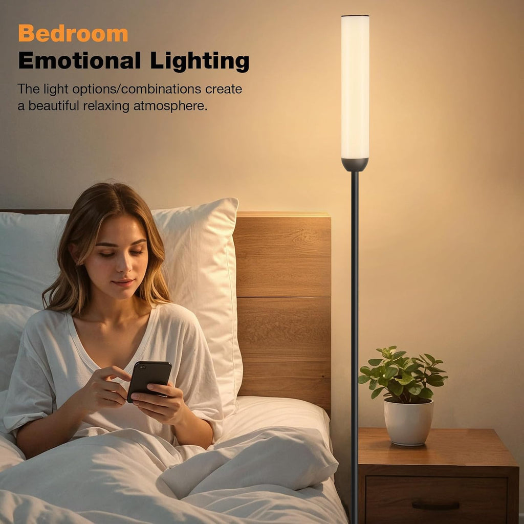 Ambimall LED Floor Lamp with Remote Control, 65" Standing lamp with Stepless Adjustable 3000K-6500K Colors & 30-100% Brightness, Foot…