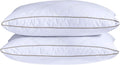 puredown® Natural Goose Down Feather Pillows for Sleeping Oval Gusseted Feather Down Pillow 100% Cotton Pillow Cover with Leaf Quilting…