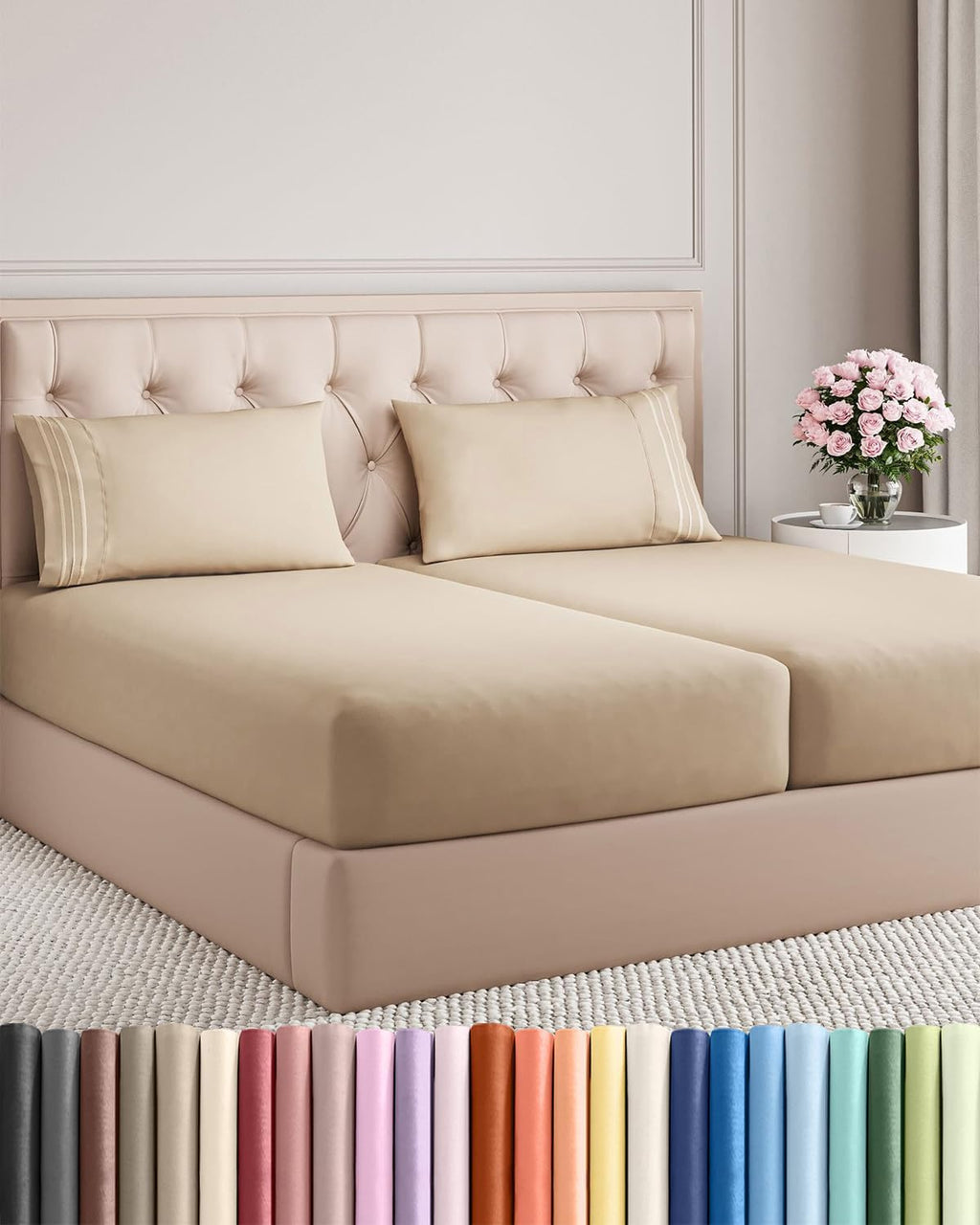 Split King Size 5 Piece Sheet Set - Comfy Breathable & Cooling Sheets - Hotel Luxury Bed Sheets for Women & Men - Deep Pockets, Easy-Fit…