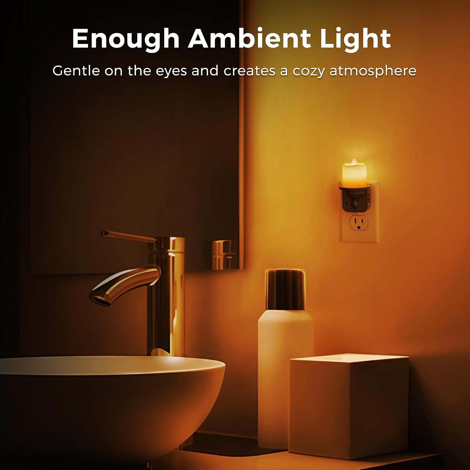 L LOHAS LED Candle Night Light, Amber Night Lights Plug into Wall, Flameless Candle Nightlight with Light Sensor, 0-100LM Dimmable…