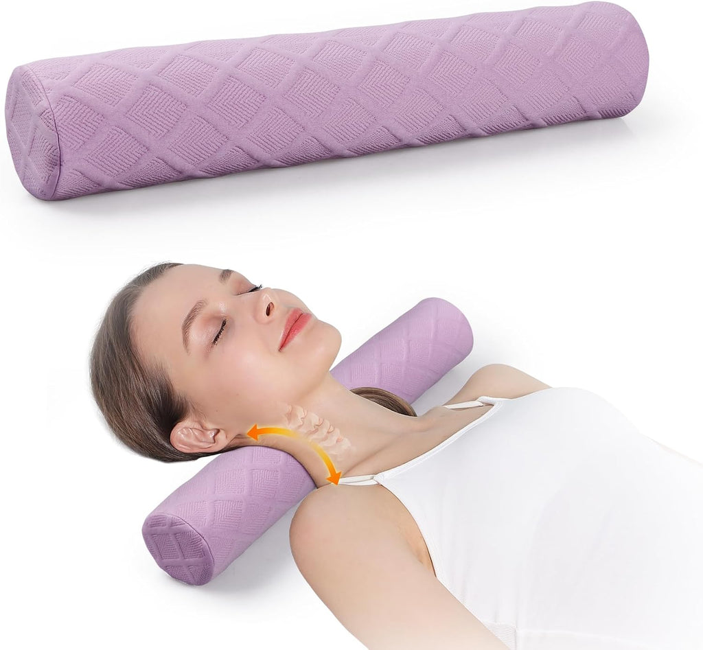 Cozyth 3.1" H Small Cervical Roll Pillow, Medium Soft Memory Foam Neck Round Pillow Cylinder Bolster Pillow for Sleeping, Round Neck Su…