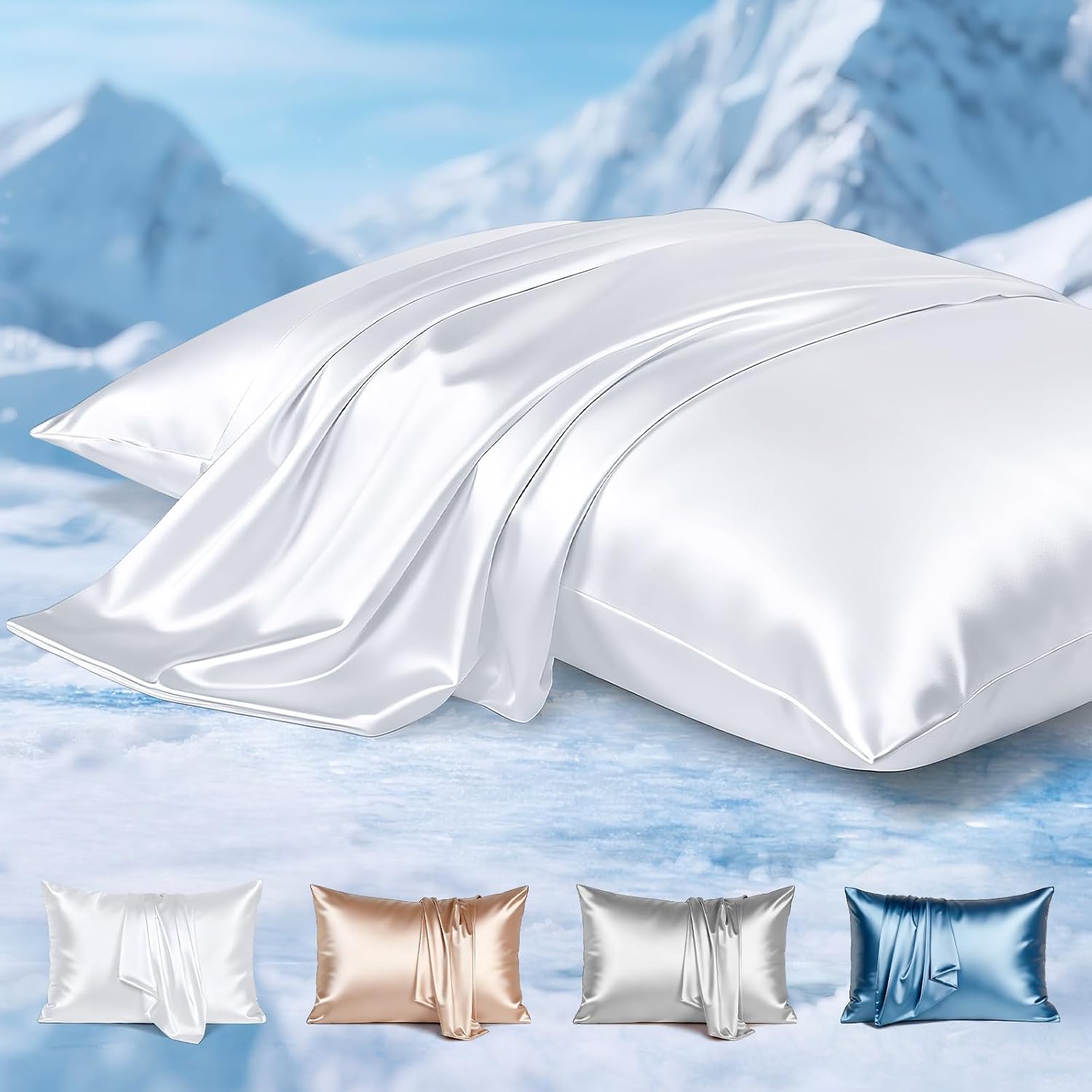 Avolare Cooling Pillow Cases, 2 Pack Arc-Chill Pillow Cases Queen for Hot Sleepers, Satin Pillow Case with Zipper, Gentle on Hair and Skin,…