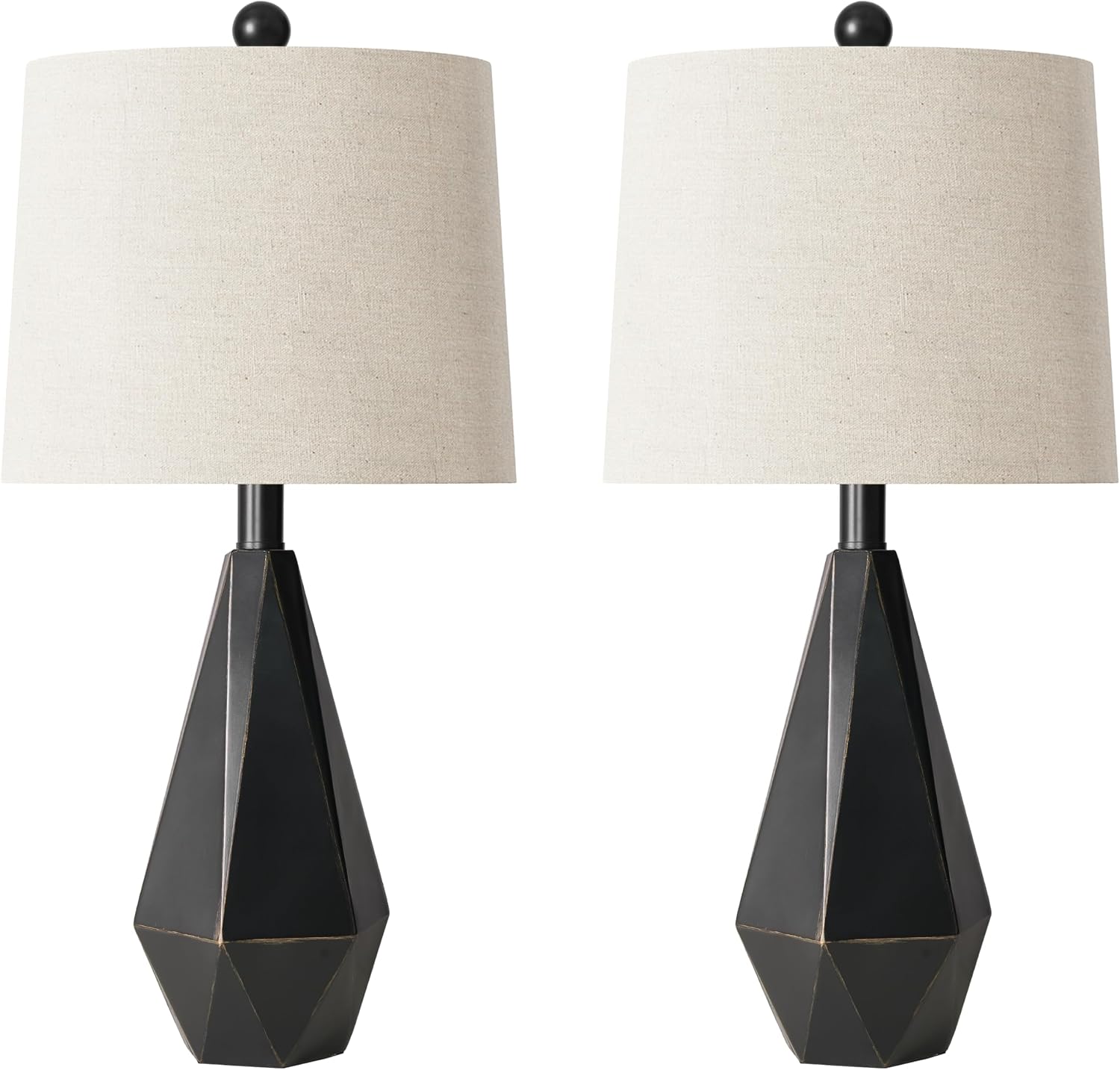 PoKat 23'' Farmhouse Table Lamps Set of 2, Black Bedside Lamps for Bedroom Night Stands, Modern Nightstand Lamps for Living Room, End…