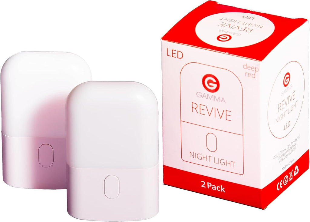 GammaLightTherapy Revive - 670nm Red Night Light (2 Pack) by Gamma - Sleep relaxation - Melatonin Promoting Natural 2 Pack Plastic R…