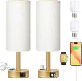 PartageiZ Gold Touch Table Lamps Set - 3 Way Dimmable Bedroom Lamps with USB C and A Ports, Small Lamps for Nightstand with AC Outlet…