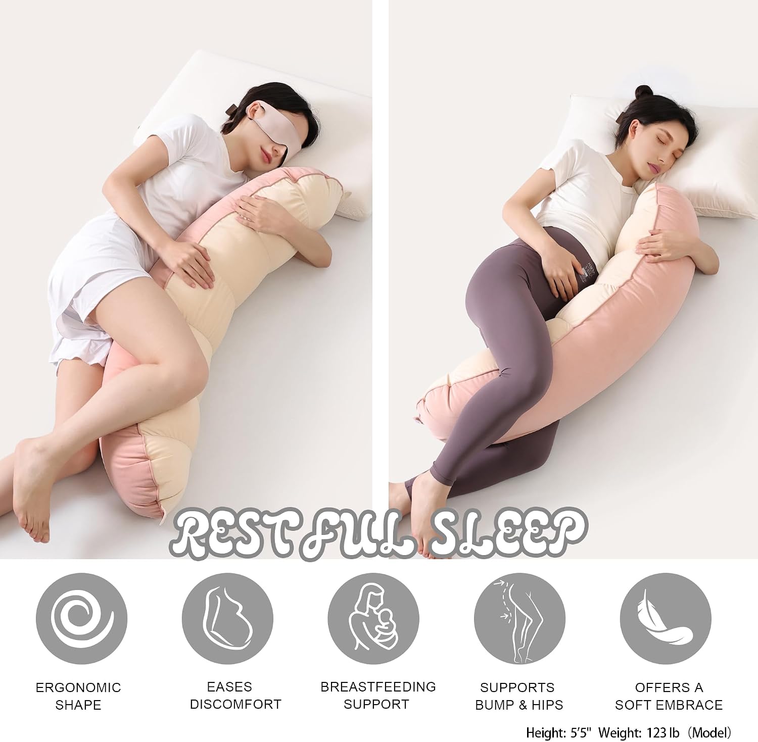 Peallow(Pat. Pend) – Long Round Body Pillow for Adults, Bolster Pillow for Sleeping, Soft and Supportive Pillow for Sleeping & Lumbar…