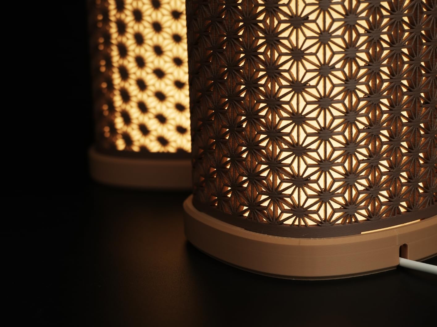 Contemporary Style Table Lamp, Bedside Night Light, Cylindrical Cutout Pattern Shade, Includes Light Source (Small, 1 PC)