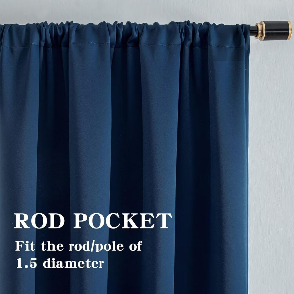 Igemaeve Blackout Curtains for Bedroom 1 Panel, Custom Curtains Thermal Insulated Navy Blue, Rod Pocket Room Darkening Drapes for Living Ro…