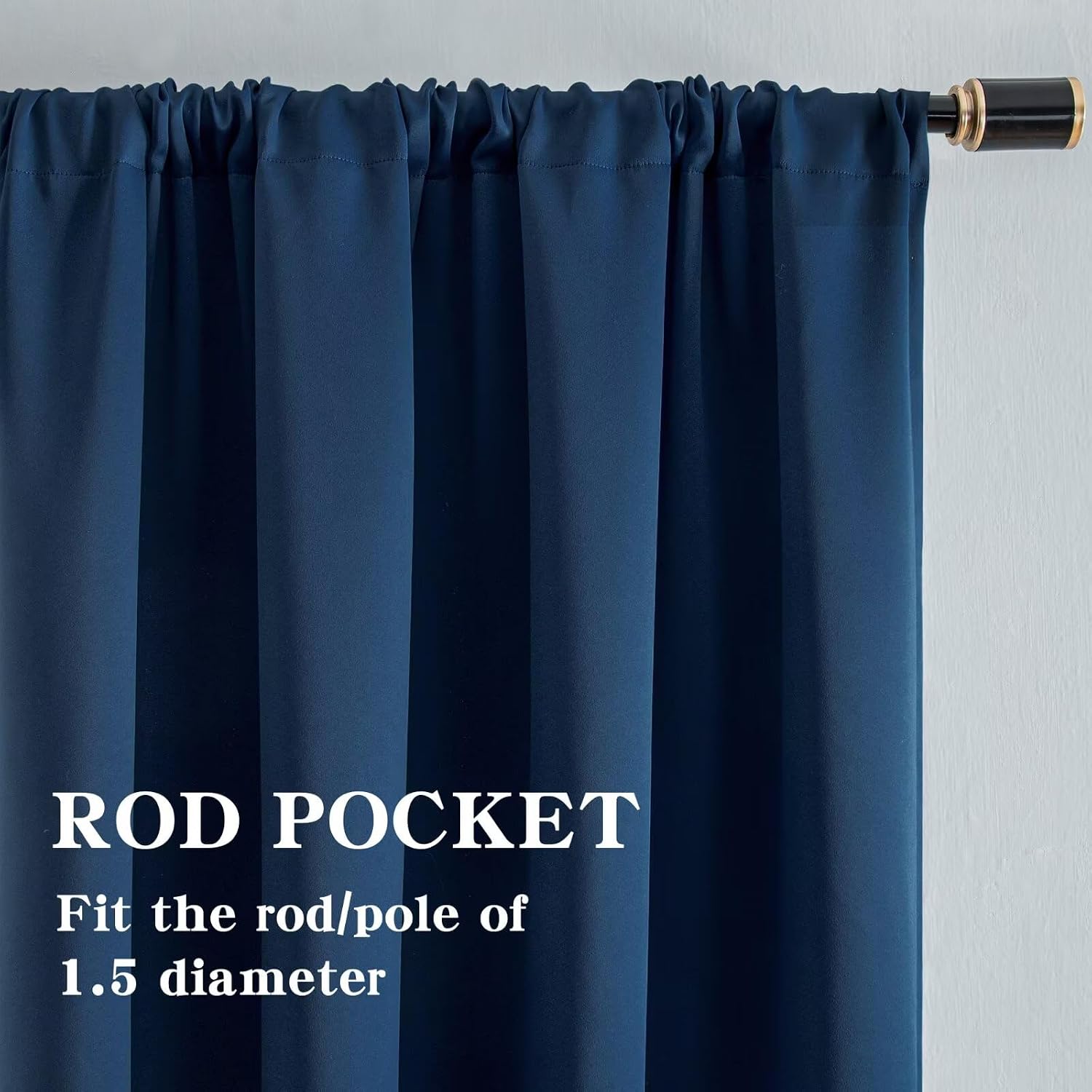 Igemaeve Blackout Curtains for Bedroom 1 Panel, Custom Curtains Thermal Insulated Navy Blue, Rod Pocket Room Darkening Drapes for Living Ro…