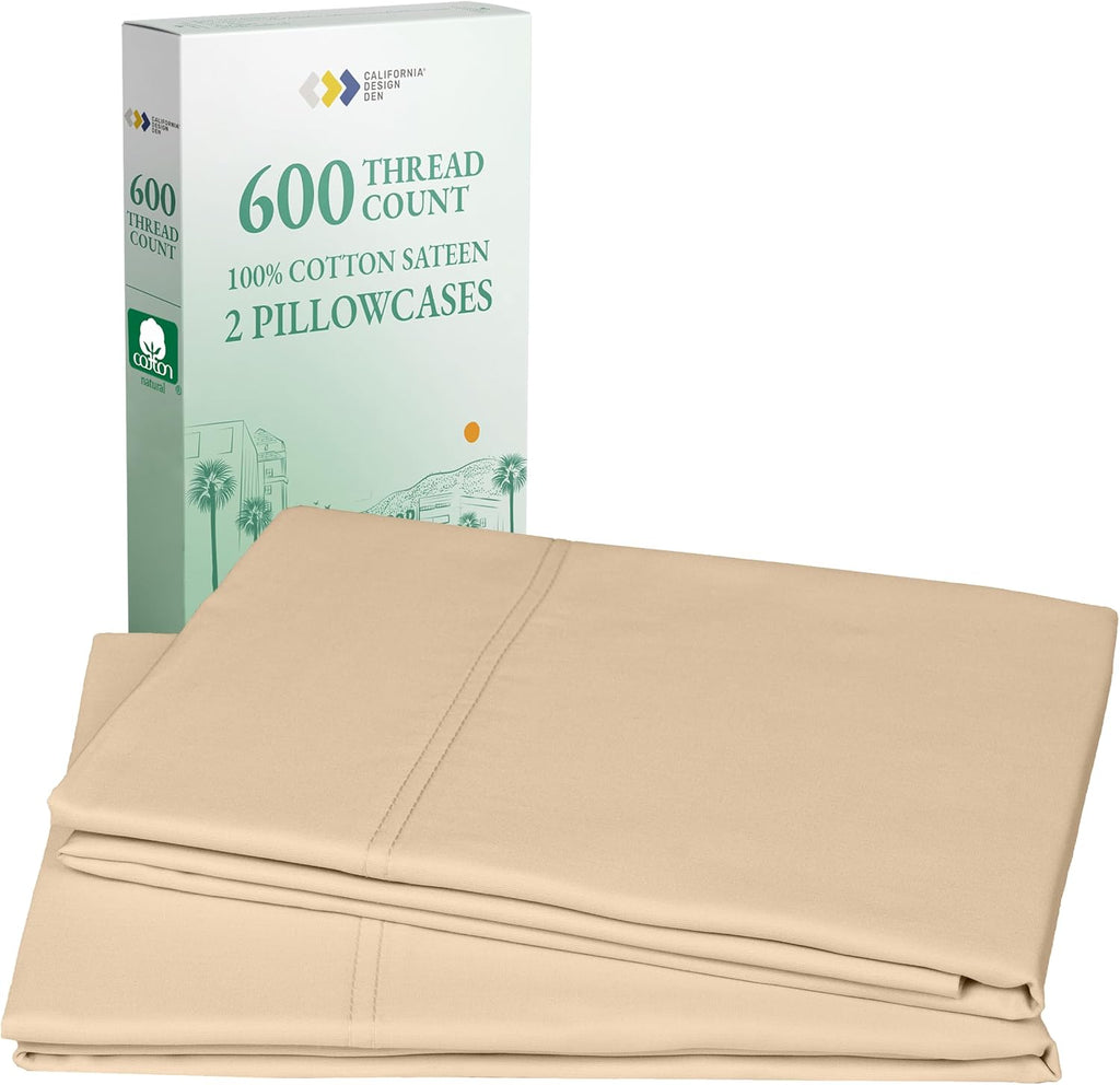 CaliforniaDesignDen California Design Den Luxuriously Soft 600 Thread Count, 100% Cotton, Crisp King Pillowcases Set of 2, Fits King Size P…