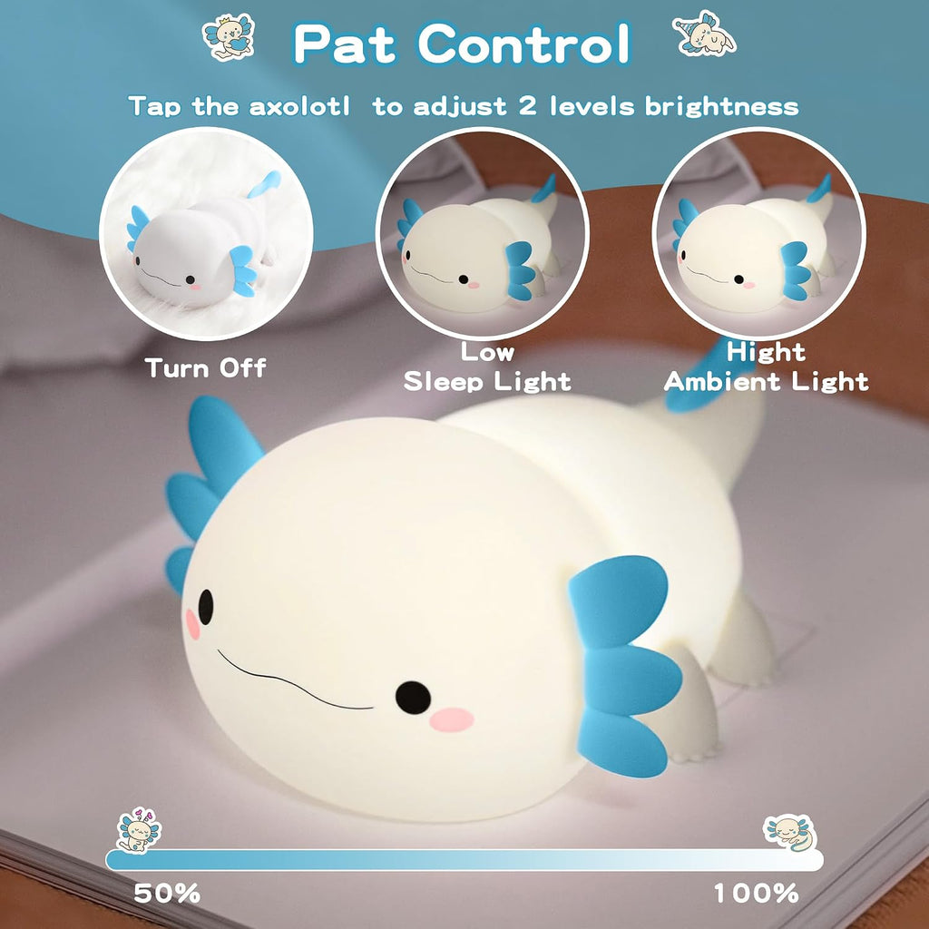 FAMIDUO-BrightenYourLife FAMIDUO Axolotl Night Light, Cute Axolotl Lamp, Food Grade Silicone Nursery Nightlight, Rechargeable/Dimmable LED Squ…