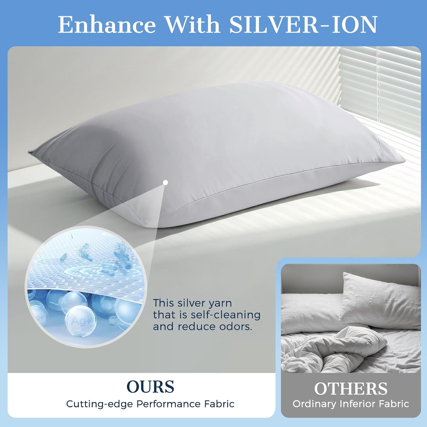 Cooling Pillow Cases 2 Pack King Size Cooling Pillowcases for Hot Sleeper Q-Max>0.5, Hydrates Skin & Hair, Reduces Wrinkles & Frizz, Soft…