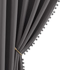 NICETOWN 2 Panels Blackout Curtains, Rod Pocket Pompoms Curtains 84 inches Length for Classroom, Thermal Insulated Cute Window Drapes for…