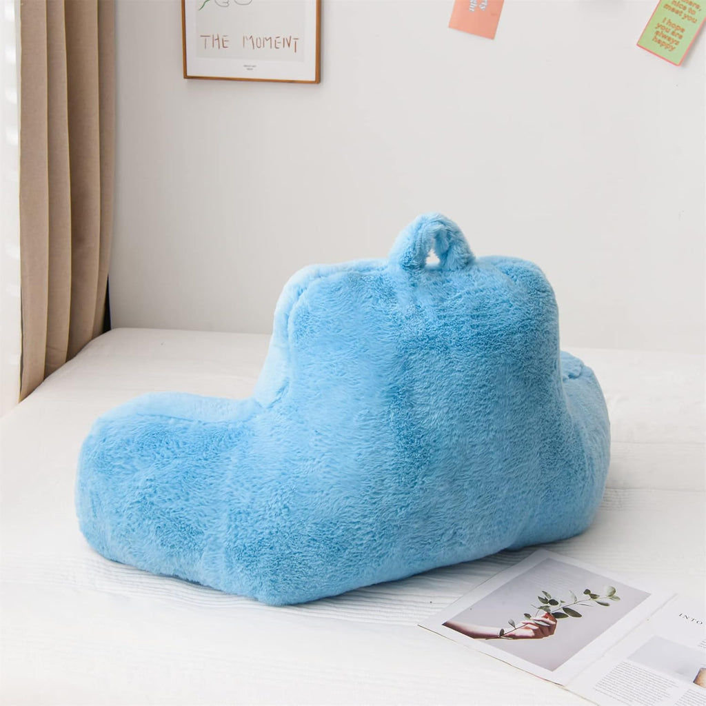 Aimuan Reading Pillow Bed Rest Pillow with Arms Rabbit Fur Cushion for Adults Teens Incline Rest Sitting up & Sleeping Snoring Pillow…