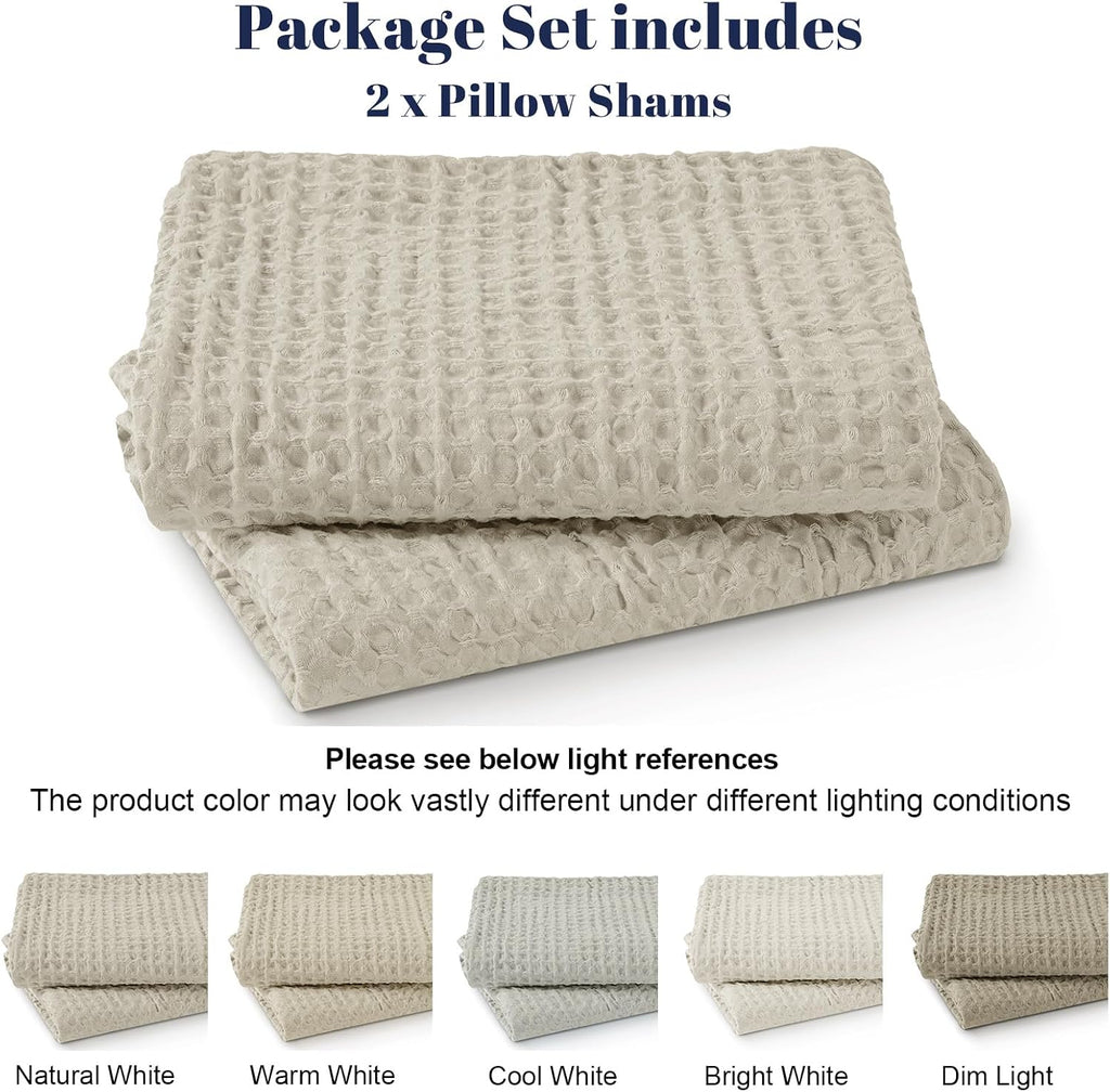 Phf Ultra Soft Waffle Weave Pillow Shams Queen Size, No Insert, 2 Pack 20" x 30" Pillowcases, Breathable & Skin-Friendly Pillow Cases, Styli…