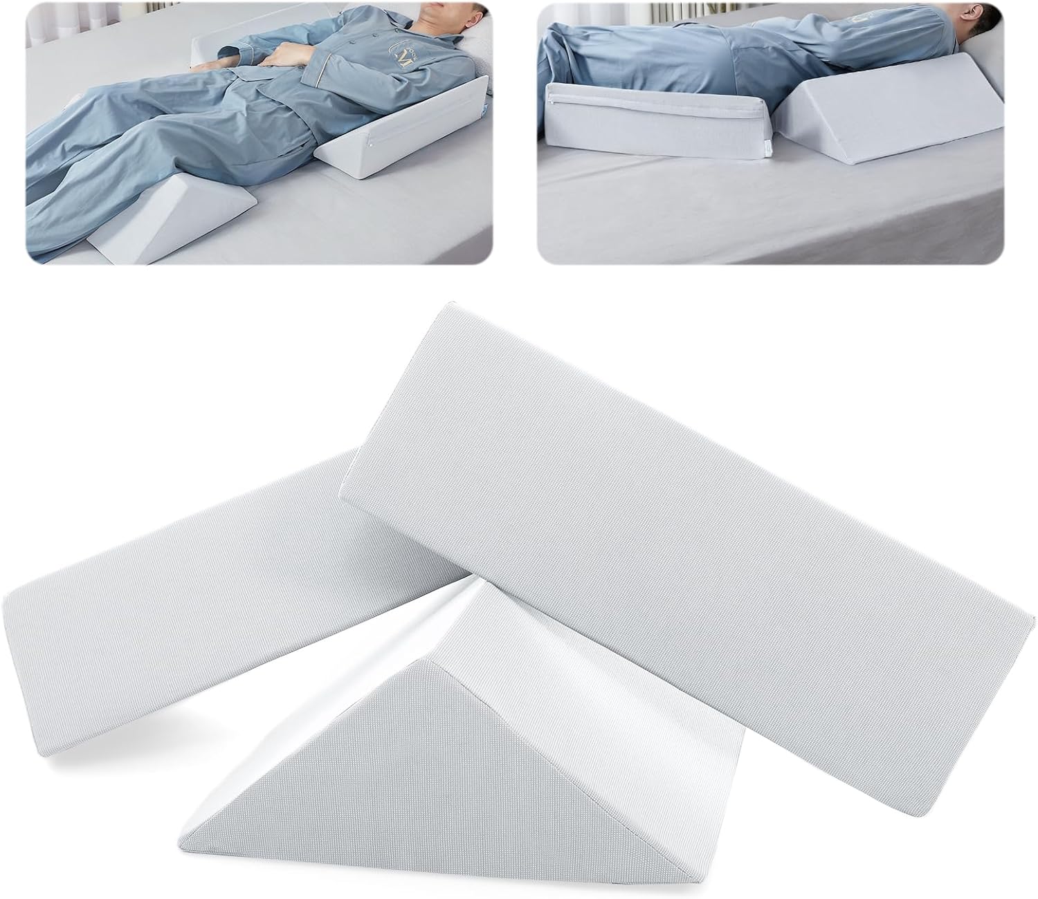 Fanwer Positioning Wedge Pillow for Side Sleeping (3 in 1), 40 Degree Triangle Bed Wedges & Body Positioners for Back Pain, Preventing Beds…