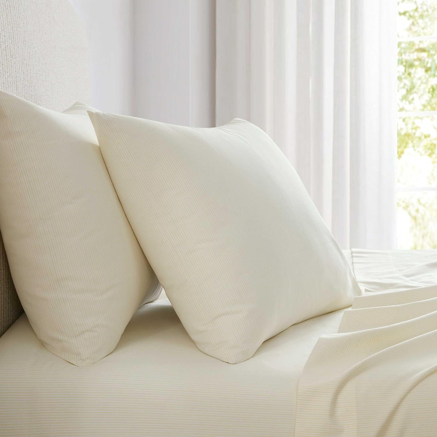 MarthaStewart Martha Stewart - Queen Size Sheets Set, Crisp & Tailored Cooling Sheets with a Naturally Smooth Cotton Percale Lightweight Fe…