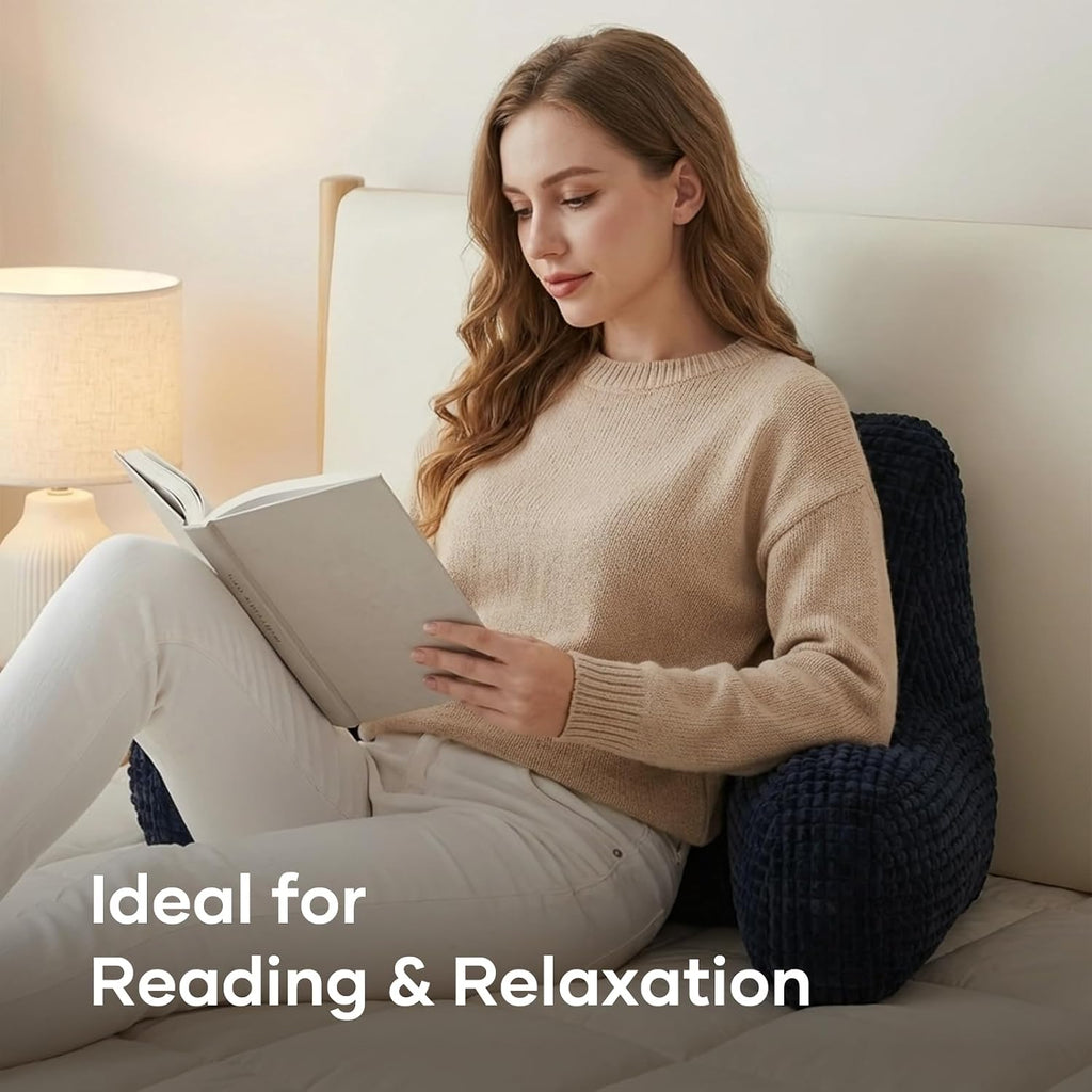 NOONTIDE Reading Pillow L-Size with Top Handle, Uniquely Designed Soft Fabric, Ergonomic Back Support for Bed, Couch & Reading, Comes…