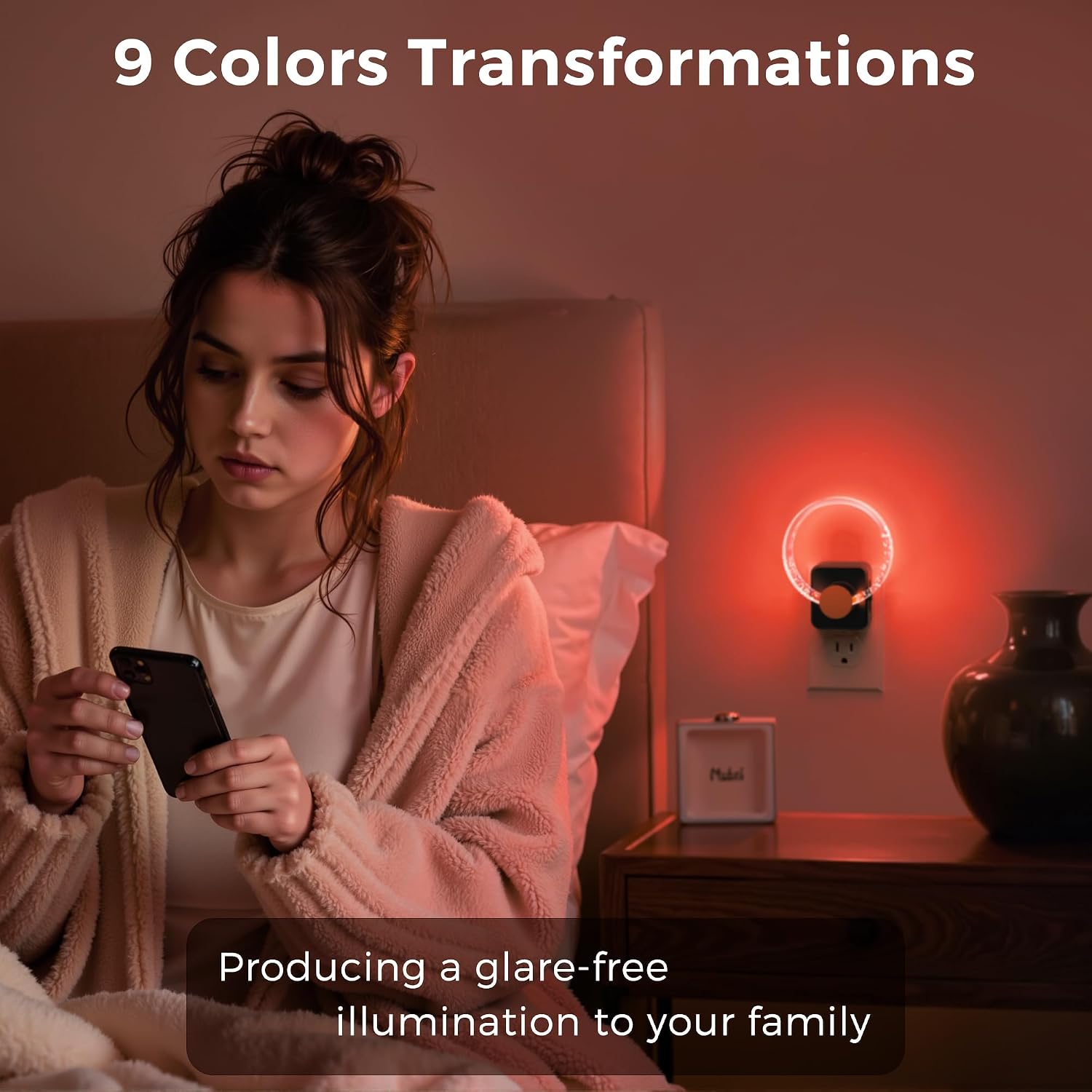 L LOHAS LED Night Lights Plug into Wall, Changing RGB Night Light with Dusk to Dawn Sensor, 180° Rotatable Bubble Nightlight Plug in Wall…