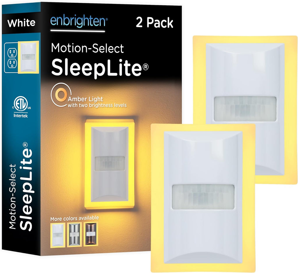 Enbrighten SleepLite LED Night Light Motion Sensor Nightlight Dusk to Dawn Amber Lights Ambient Lighting Room Decor for Bedroom Baby…