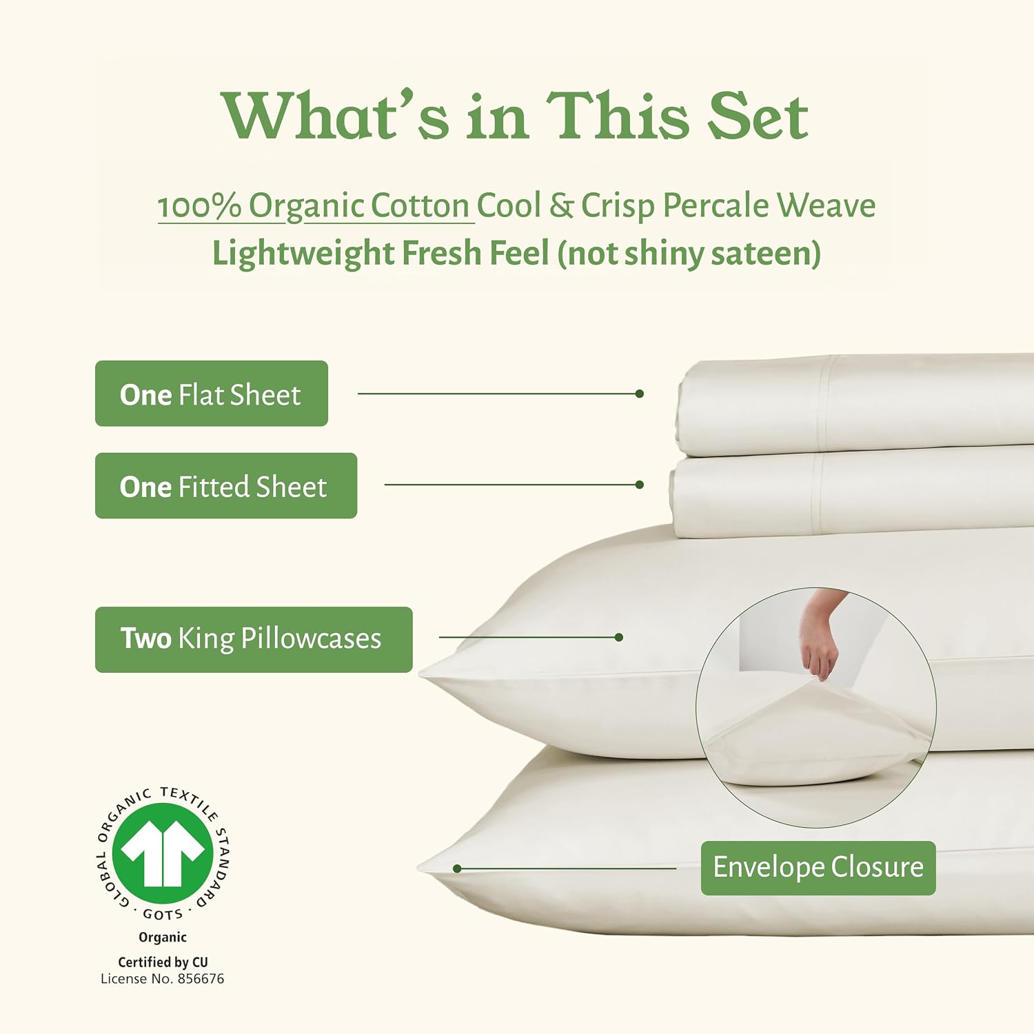 CaliforniaDesignDen California Design Den King Sheets Set - Soft 100% Organic Cotton Sheets with Deep Pockets, Crisp Percale, Breathable an…
