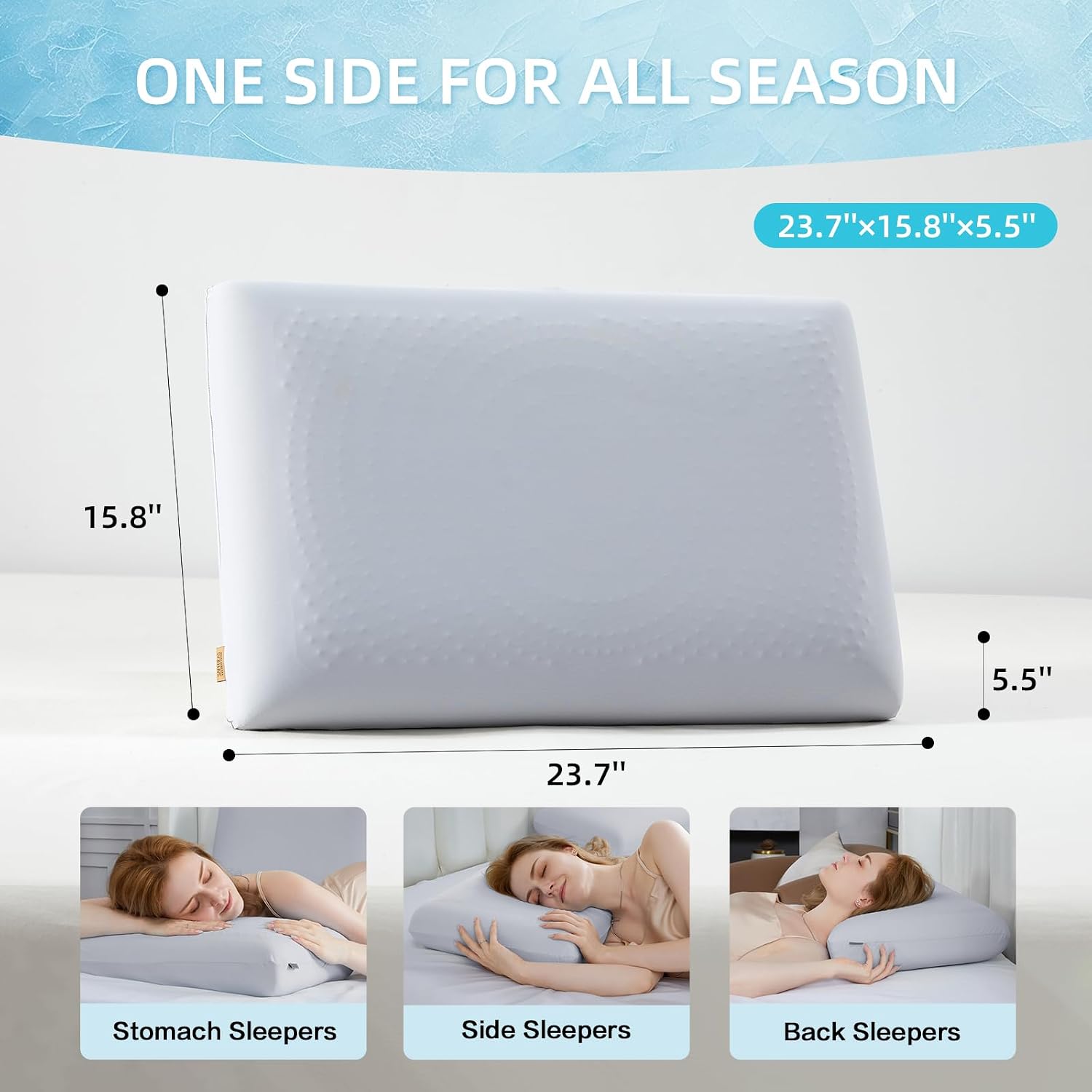 SAPHREAS Cooling Gel Memory Foam Pillow for Side, Back and Stomach Sleepers, Standard Size Cool Bed Pillow for Sleeping, Removable &…