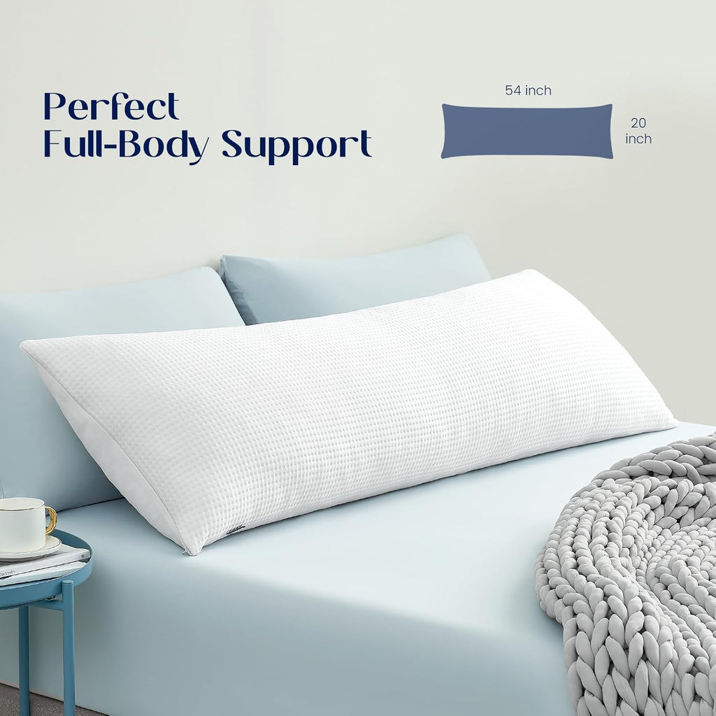 DreamValley Dream Valley Bedding Cooling Full Body Pillow for Adults, Adjustable Loft Memory Foam Long Body Pillow for Side Sleepers, PCM T…