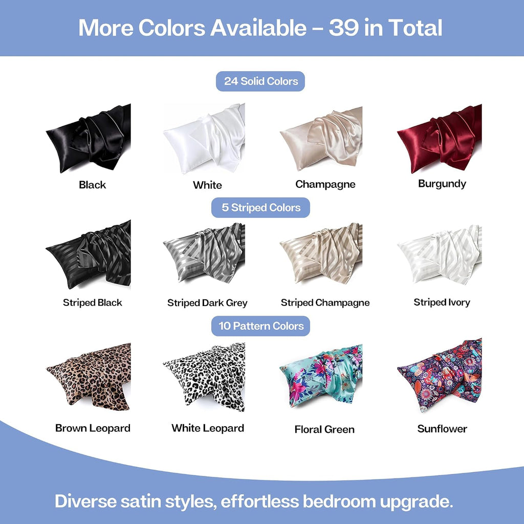 MR&HM Satin Body Pillow Cover, Soft and Breathable Body Pillow Case with Envelope Closure, Cooling and Silky Long Pillowcase for Hair and…