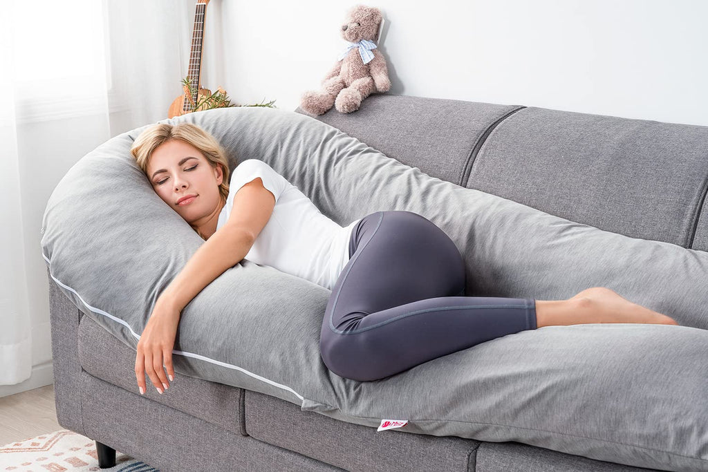 Meiz Pregnancy Pillow, Cooling Silky Pregnancy Pillows for Sleeping, 65" Full Body Maternity Pillow for Tall Pregnant Woman with Cooling Si…