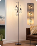Edishine 70IN Industrial Floor Lamps for Living Room, Dimmable Farmhouse Corner Reading Lamp, Diamond-Shaped Lampshade, 3 LED Edison Bulbs…