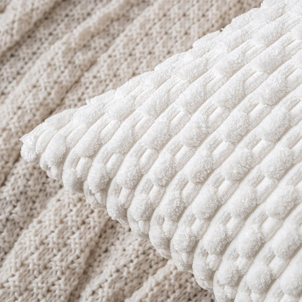 Miulee Christmas Throw Pillow Covers Soft Corduroy Decorative Eruo Sham Set of 2 Boho Striped Pillow Covers Pillowcases Farmhouse Home Deco…