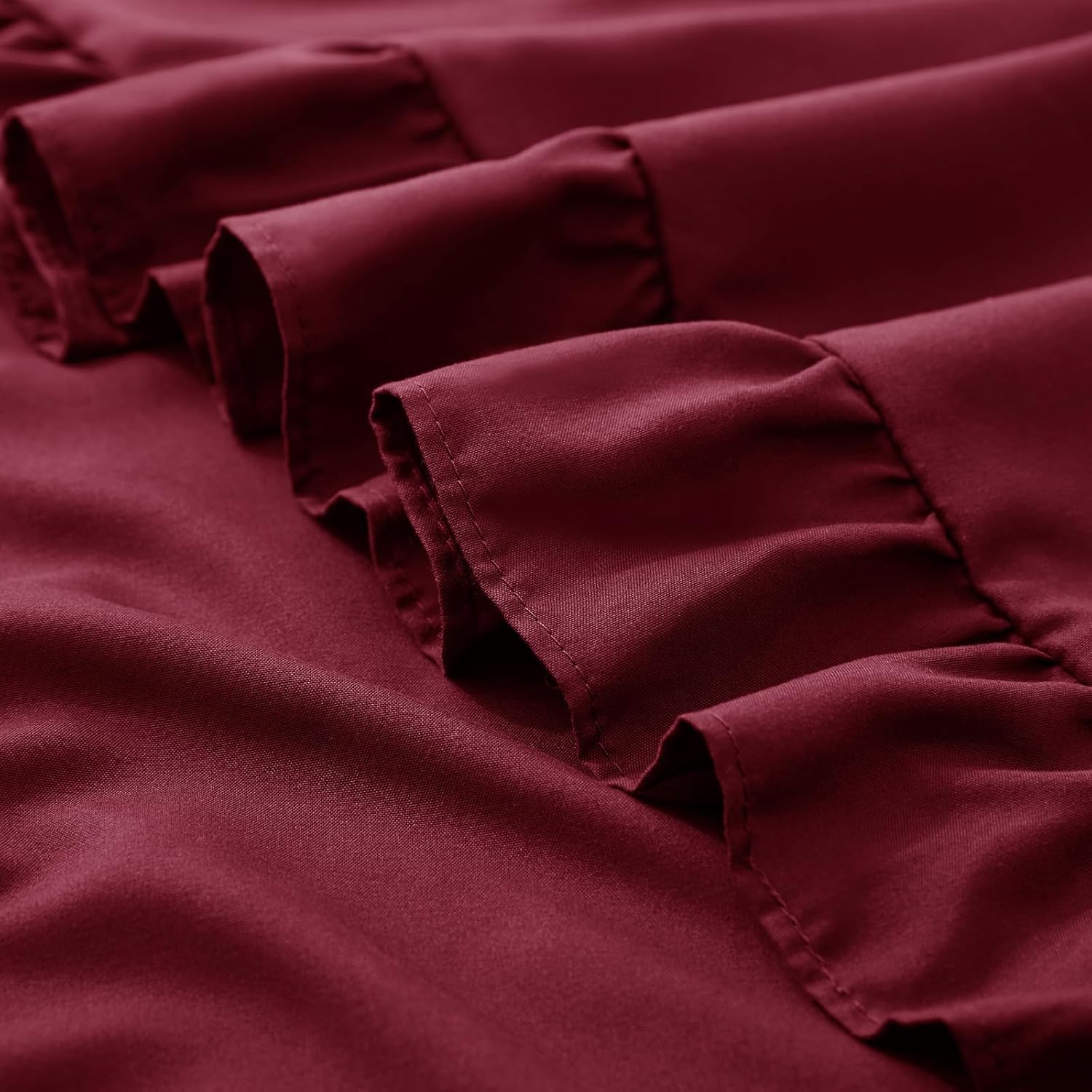 KKJIAF Ruffle Pillow Cases 26x26 Inches, Burgundy Square Ruffled Pillow Covers Set of 2, Microfiber Wrinkle Resistant Pillow Shams with…