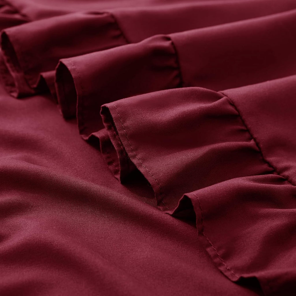 KKJIAF Ruffle Pillow Cases 20x20 Inches, Burgundy Square Ruffled Pillow Covers Set of 2, Microfiber Wrinkle Resistant Pillow Shams with…