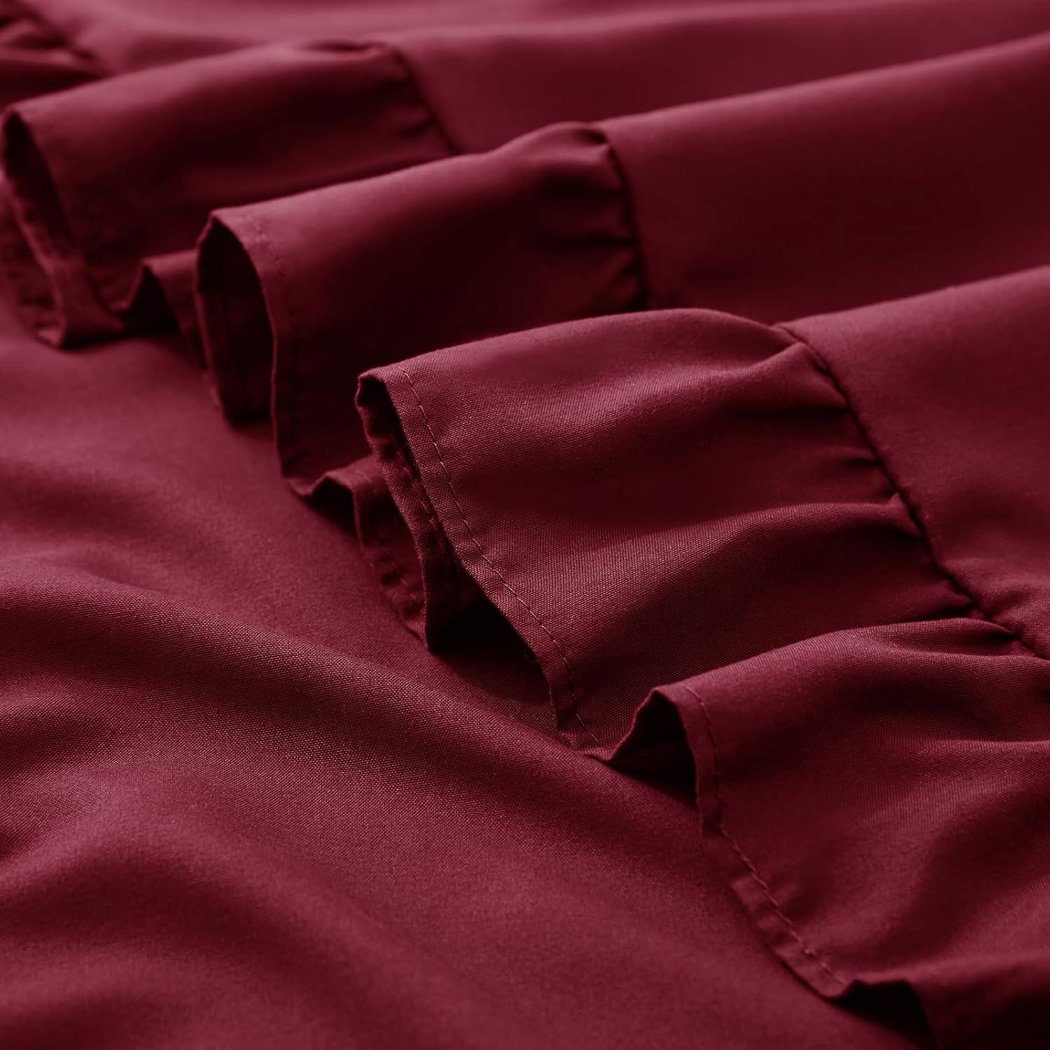 KKJIAF Ruffle Pillow Cases 18x18 Inches, Burgundy Square Ruffled Pillow Covers Set of 2, Microfiber Wrinkle Resistant Pillow Shams with…