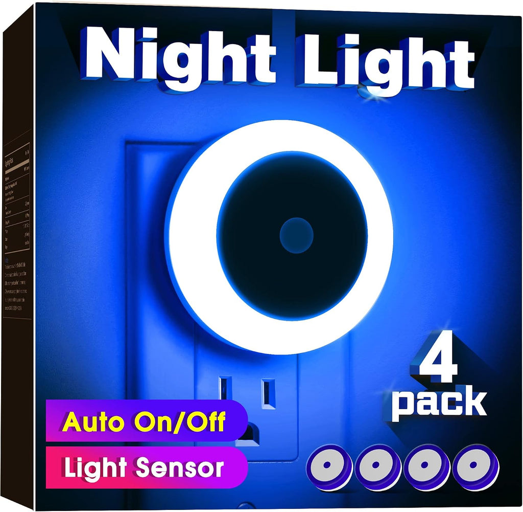 WelcometoBriigniteenjoyyourtimehere Briignite Blue Night Light, LED Night Lights for Kids, 4 Pack Plug in Night Light, Hallway Lights, Wall…