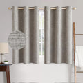 Miulee 100% Blackout Linen Textured Curtains for Bedroom Solid Thermal Insulated Warm Taupe Grommet Room Darkening Curtains & Drapes Luxury…