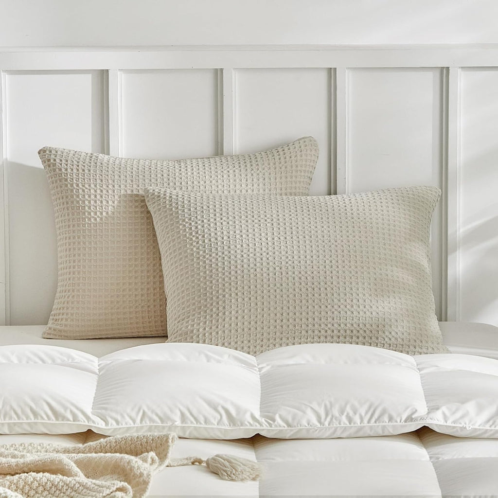 Warmdern Waffle Weave Pillowcases Standard Size 4 Pack Pillow Cases Soft Microfiber Pillow Case Covers Set of 4 Boho Woven Textured Pillowc…