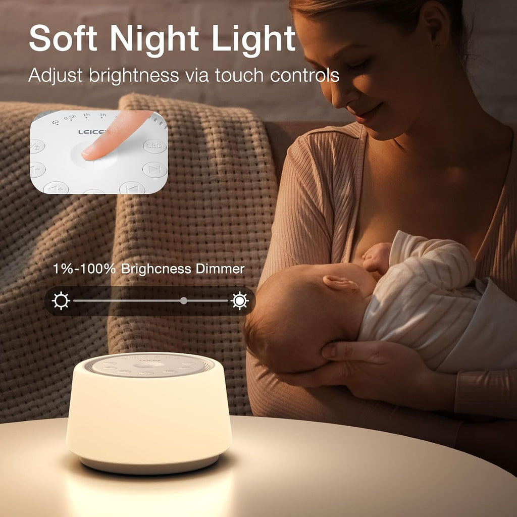 Leicex White Noise Sound Machine | Sound Machine for Baby Rechargeable | 30 Soothing Sounds | 10 Colors Night Light | White Noise Machine f…