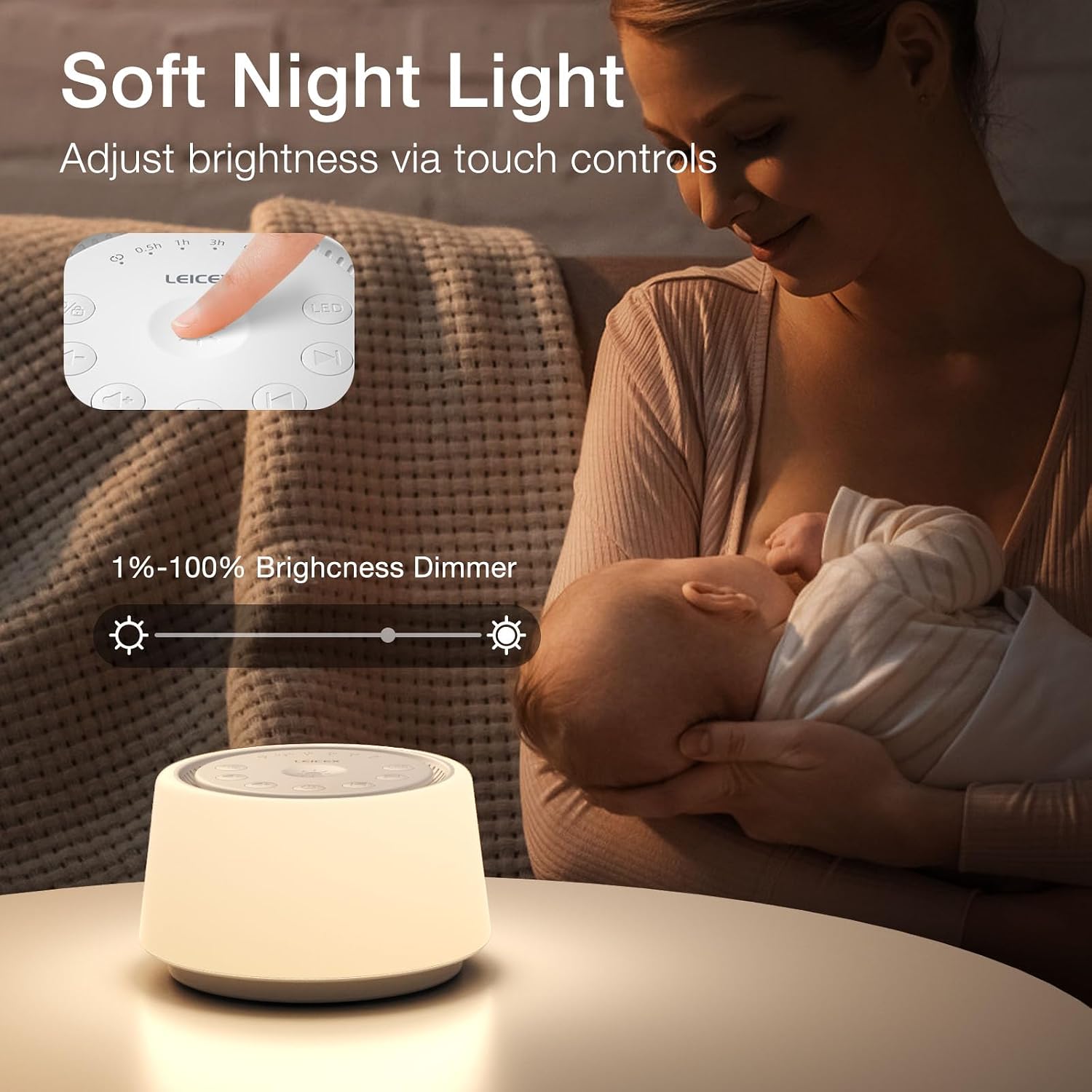 Leicex White Noise Sound Machine | Sound Machine for Baby Rechargeable | 30 Soothing Sounds | 10 Colors Night Light | White Noise Machine f…