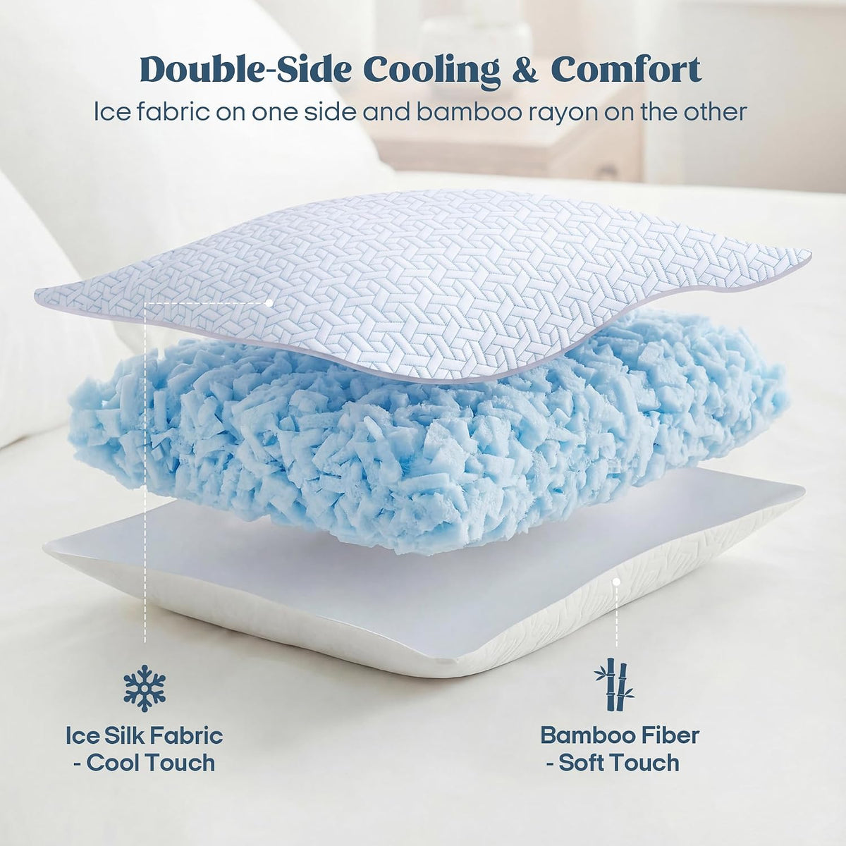 puredown® Cooling Pillows Standard Size Set of 2, Memory Foam Pillows Adjustable Firm Bed Pillows for Sleeping, Cool Pillow for Hot…